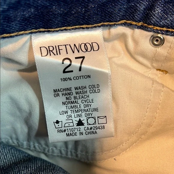DRIFTWOOD Blue Straight Leg Jeans with Classic Fading Size 27 - Picture 9 of 10